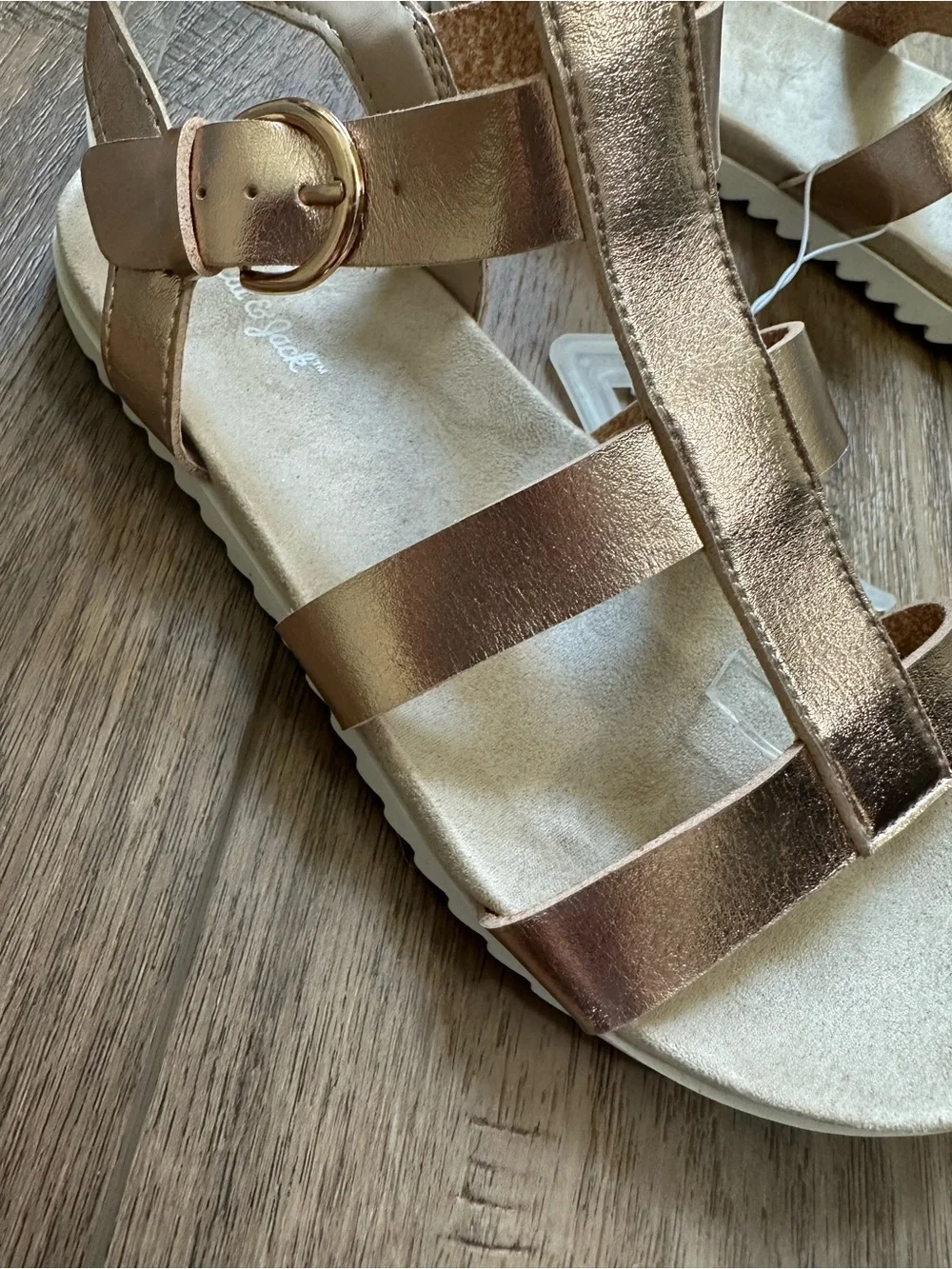 NEW! Cat & Jack Girl's Gold Gladiator Sandals, Shimmer, Girly, Neutral, Size 4
